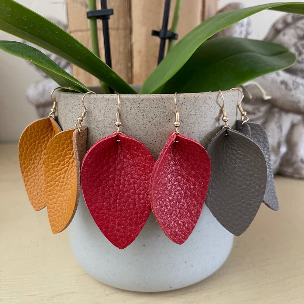 Leather Earrings 3 Pairs